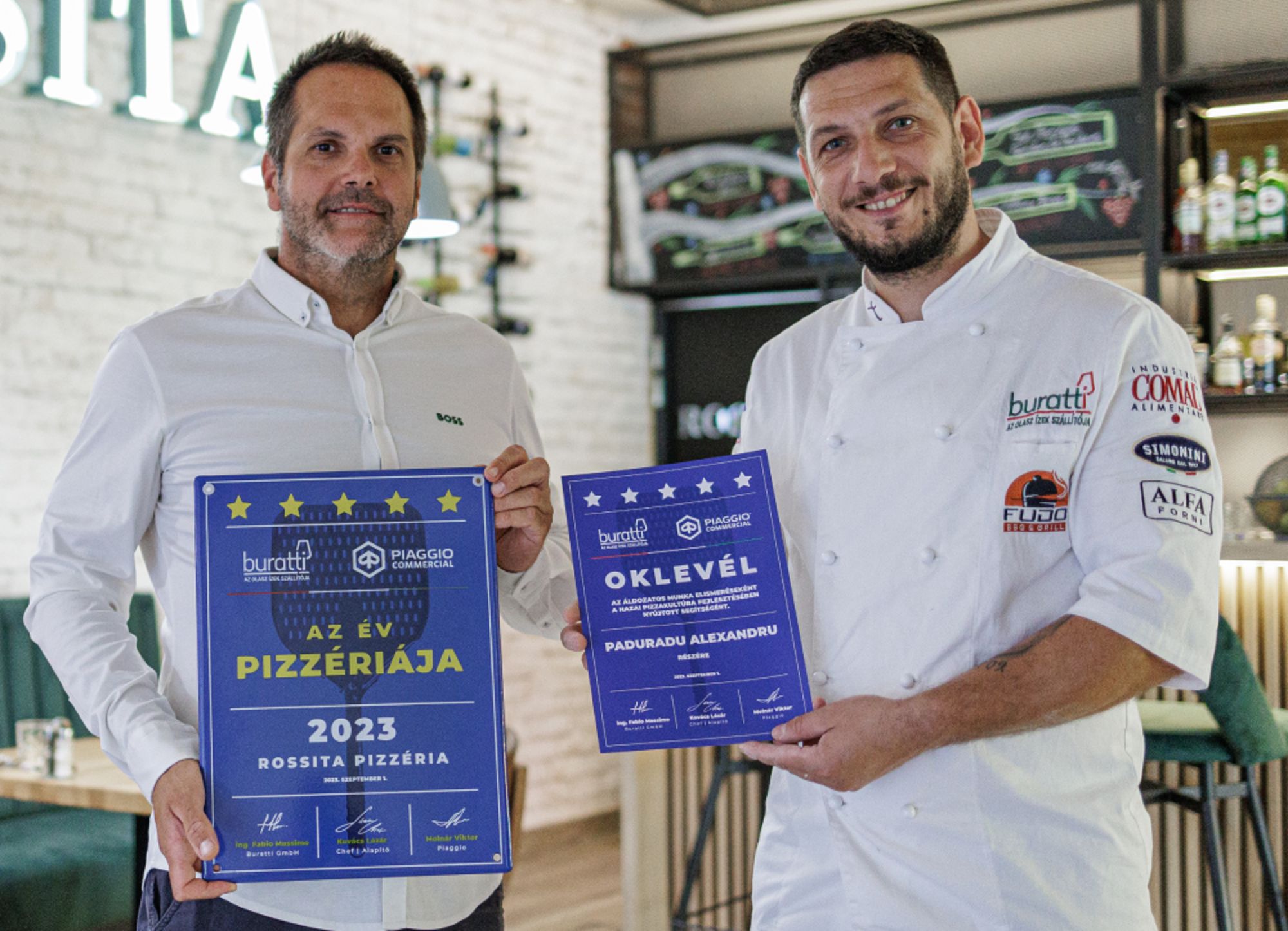Paduradu Alexandru chef és a tulajdonos az Év Pizzériája 2023 díjjal a Rossita Pizzériában